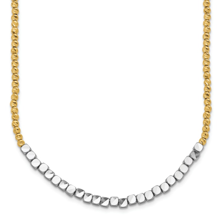 14K Two-tone Diamond-cut Beaded 18-inch Necklace