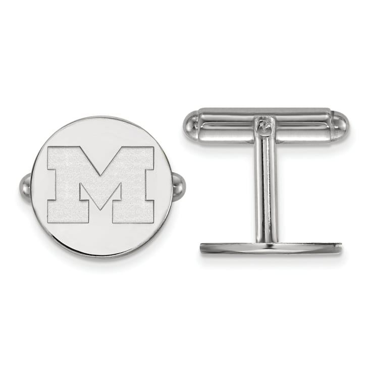 Rhodium Over Sterling Silver LogoArt University of Michigan Cuff Links