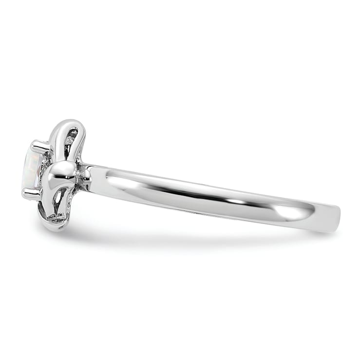 Sterling Silver Stackable Expressions Lab Created Opal Ring 0.09ctw