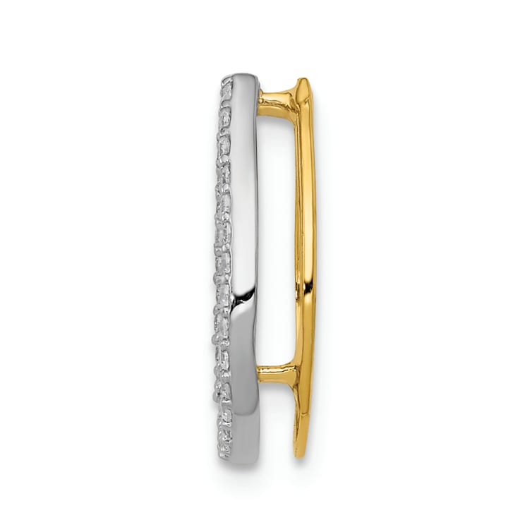 14K Two-tone Gold Diamond Horseshoe Chain Slide Pendant