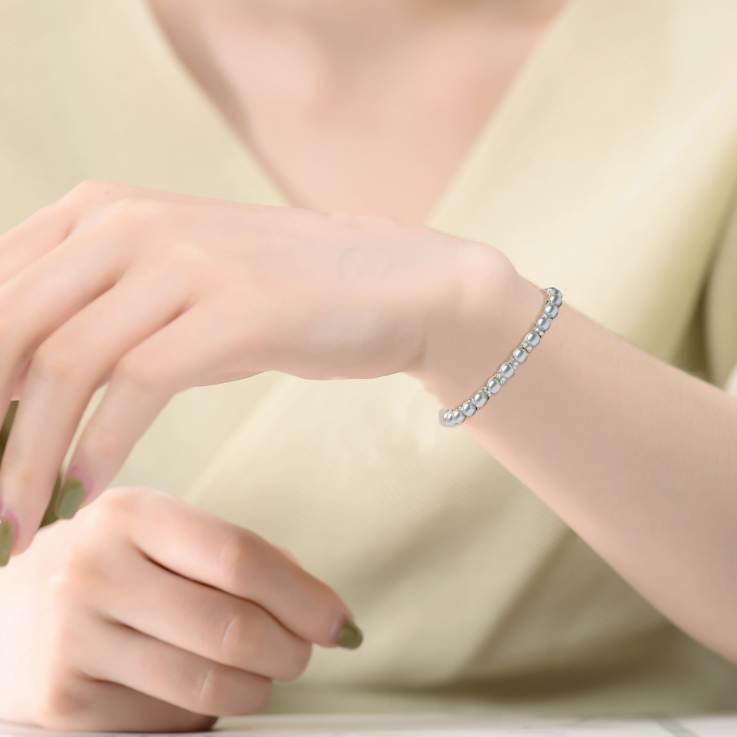 Pear Shape Shell Pearl Tennis Bracelet In 14K Gold Over Sterling Silver
