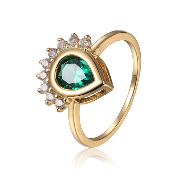Chrome Diopside and White Topaz 14K Yellow Gold Over Sterling Silver
Ring, 2.24ctw