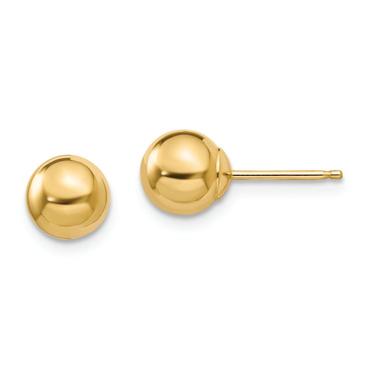 14k Yellow Gold Polished 6mm Ball Stud Earrings
