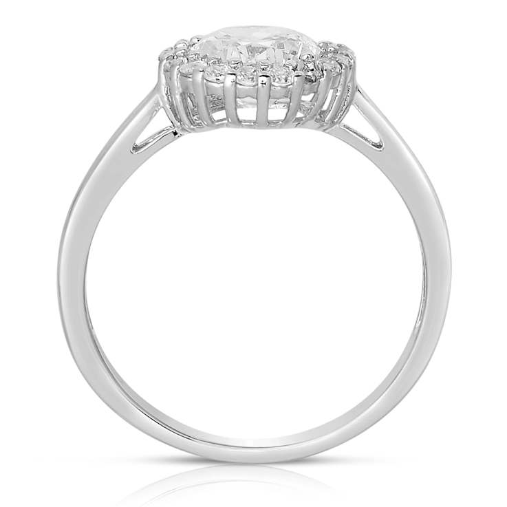CZ Halo Solitaire Ring In Sterling Silver