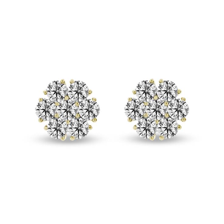 2.00ctw Lab Grown Diamond Cluster Earrings in 14k Yellow Gold