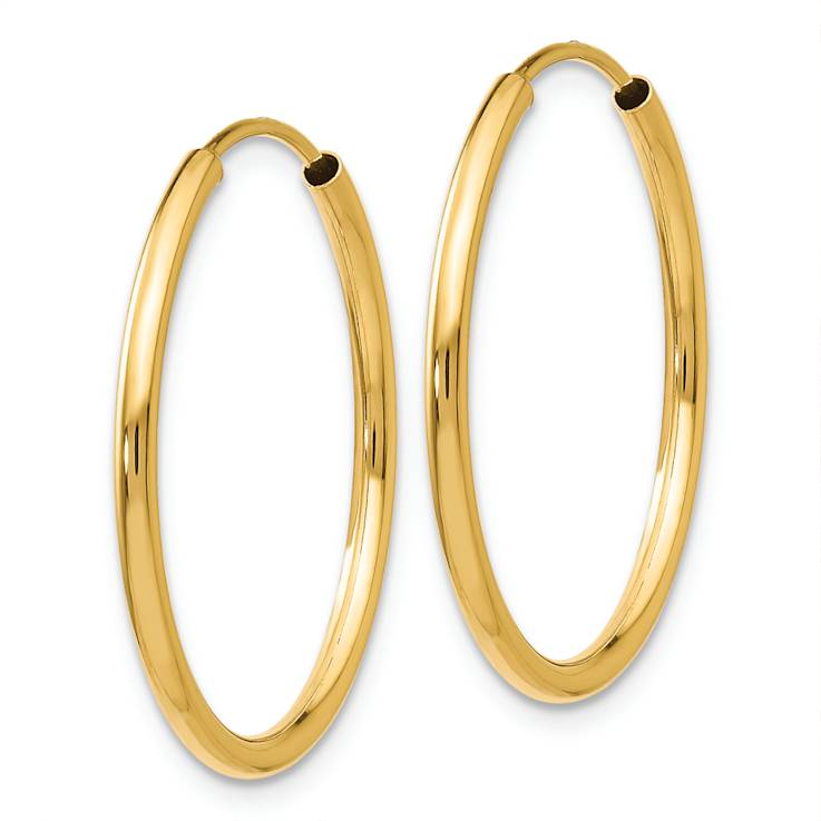 14k Yellow Gold Polished 7/8" Round Endless Hoop Earrings
