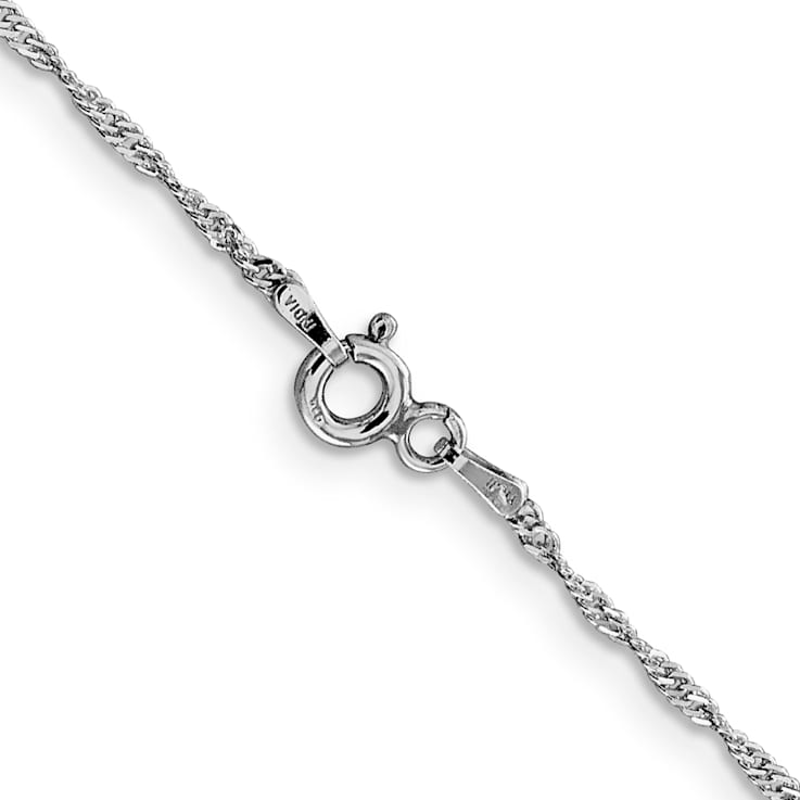 Rhodium Over Sterling Silver 1.4mm Singapore Chain
