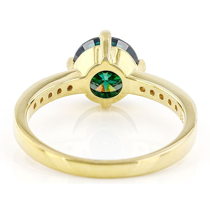 Green and colorless moissanite 14k yellow gold over sterling silver ring
1.60ctw DEW.