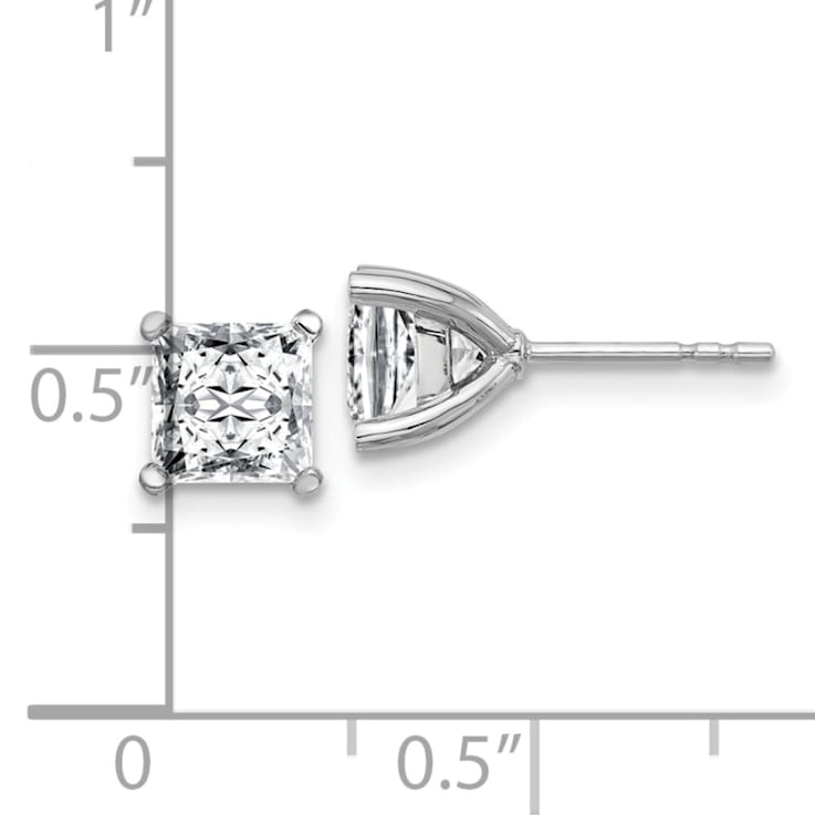 Rhodium Over 14K White Gold 1.25ct. VS/SI GH+, Lab Grown Princess
Diamond 4 Prong Earrings