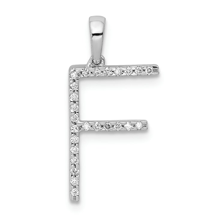 Rhodium Over 14K White Gold Diamond Letter F Initial Pendant