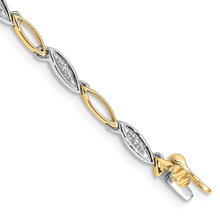 14k Yellow Gold and 14k White Gold Diamond Link Bracelet