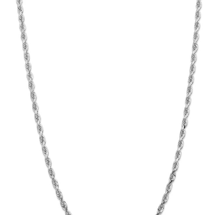 Rhodium Over 14k White Gold 4.5mm Solid Diamond-Cut Quadruple Rope Chain