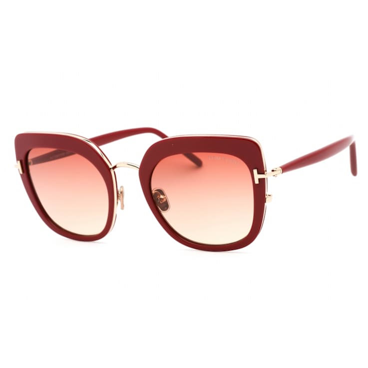 Tom Ford Shiny Red Oversize Frame / Gradient Bordeaux Lenses Sunglasses