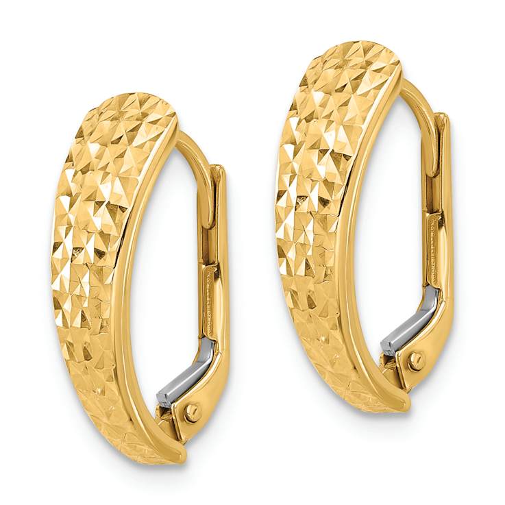 14k Yellow Gold Polished and Diamond-Cut 3/4" Hoop Earrings