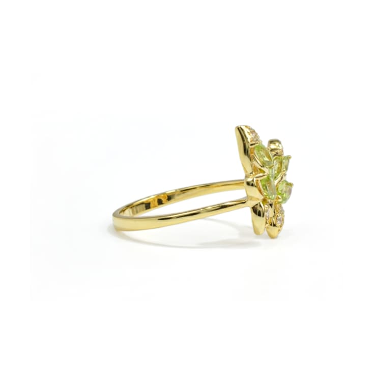 Peridot White Topaz 14K Yellow Gold Over Sterling Silver Ring