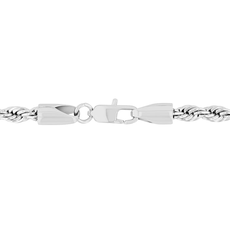 Robert Alton Men's Rope Chain Necklace 5mm In Stainless Steel 24 Inch