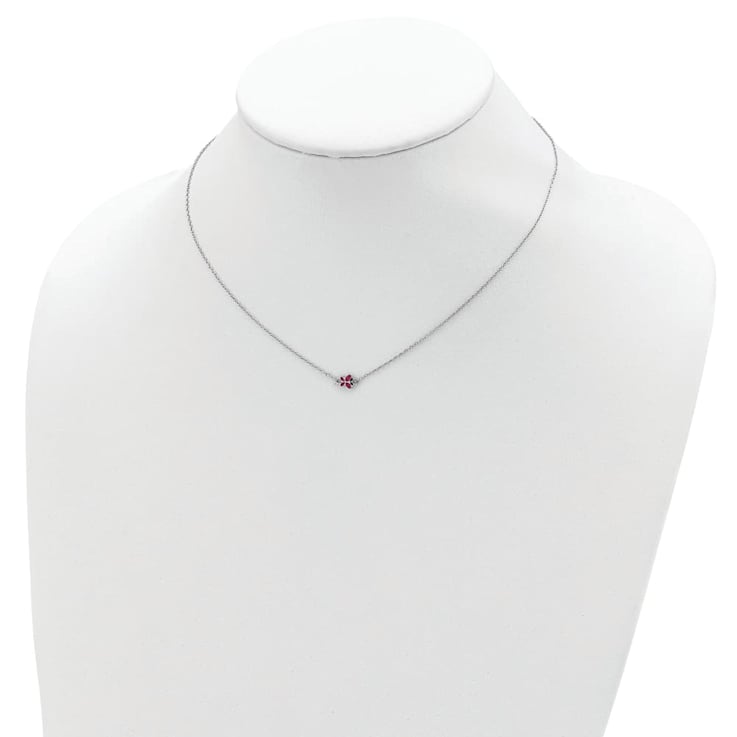 Rhodium Over Sterling Silver Pink Enamel Butterfly with 2-inch Extension
Childs Necklace
