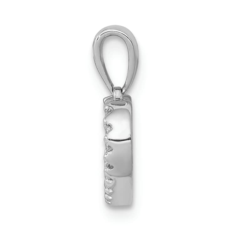 Rhodium Over 14K White Gold .03ctw Diamond Heart Pendant