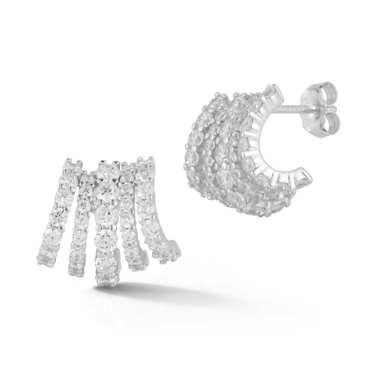 Rachel Zoe CZ Cage Stud Earrings in Rhodium Over Sterling Silver