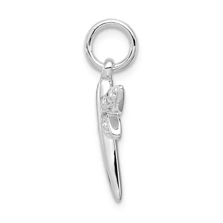 Rhodium Over Sterling Silver Cubic Zirconia Dragonfly Pendant