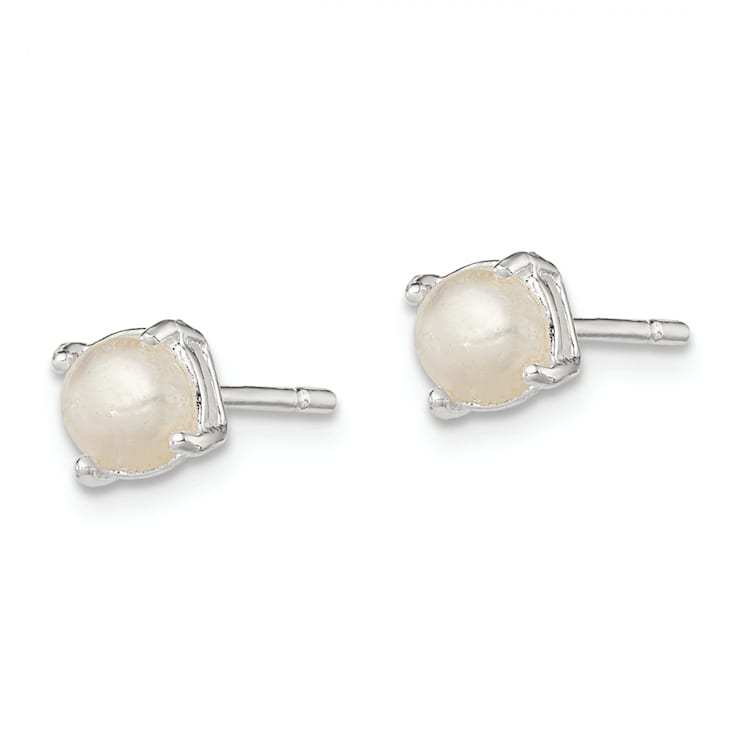 Sterling Silver Polished Freshwater Cultured Pearl Post Earrings