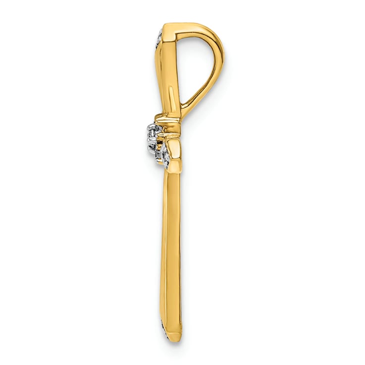 14K Yellow Gold with White Rhodium 1/20ct. Diamond Cross Chain Slide