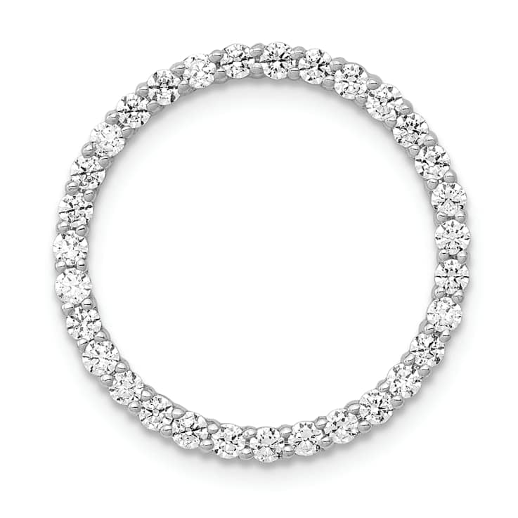 Rhodium Over 10k White Gold 0.62 ctw Diamond Circle Chain Slide Pendant