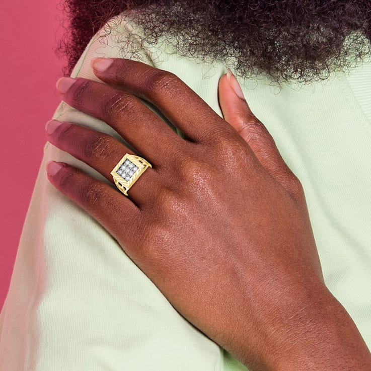 10K Yellow Gold Men's Cubic Zirconia Ring