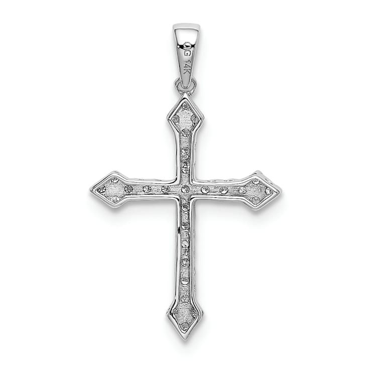 Rhodium Over 14k White Gold Diamond Cross Pendant