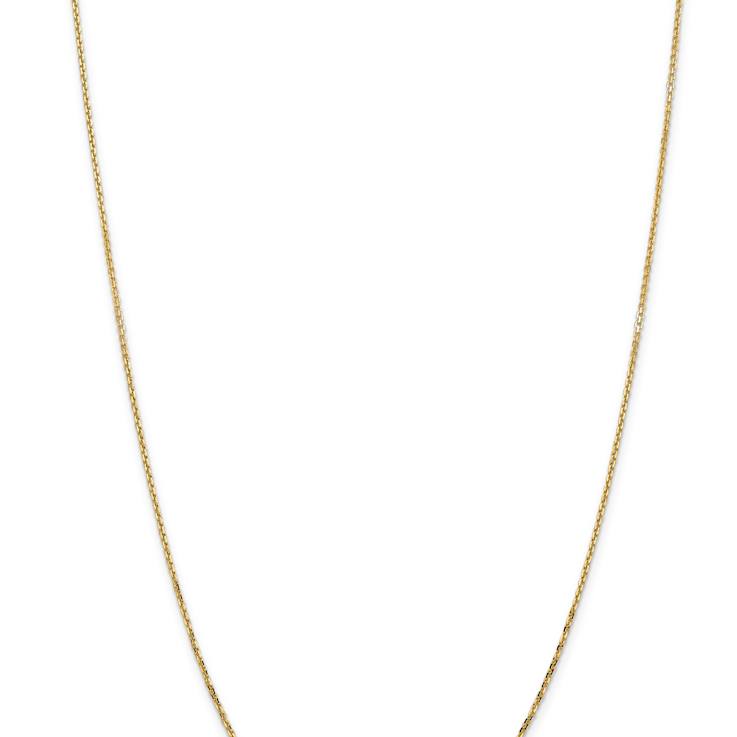 14k Yellow Gold 1.4mm Solid Diamond-Cut Round Open Link Cable 14 Inch Chain