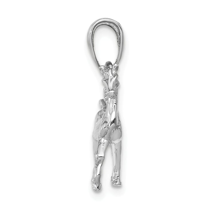 Rhodium Over 14k White Gold Solid 3D Polished Horse Pendant
