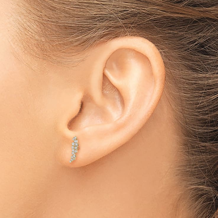 14K Yellow Gold Cubic Zirconia Cluster Post Earrings