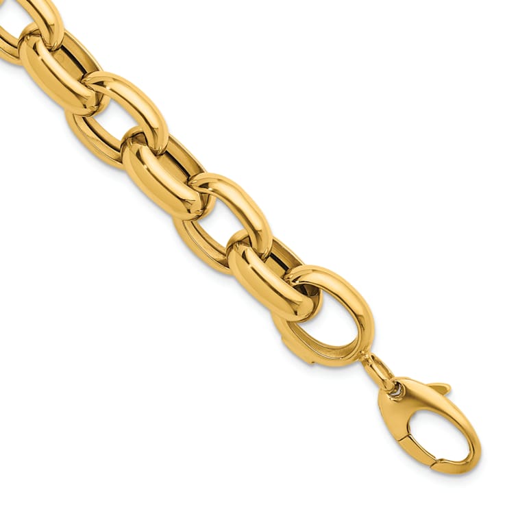 14K Yellow Gold 11.5mm Open Link Cable 8 inch Bracelet
