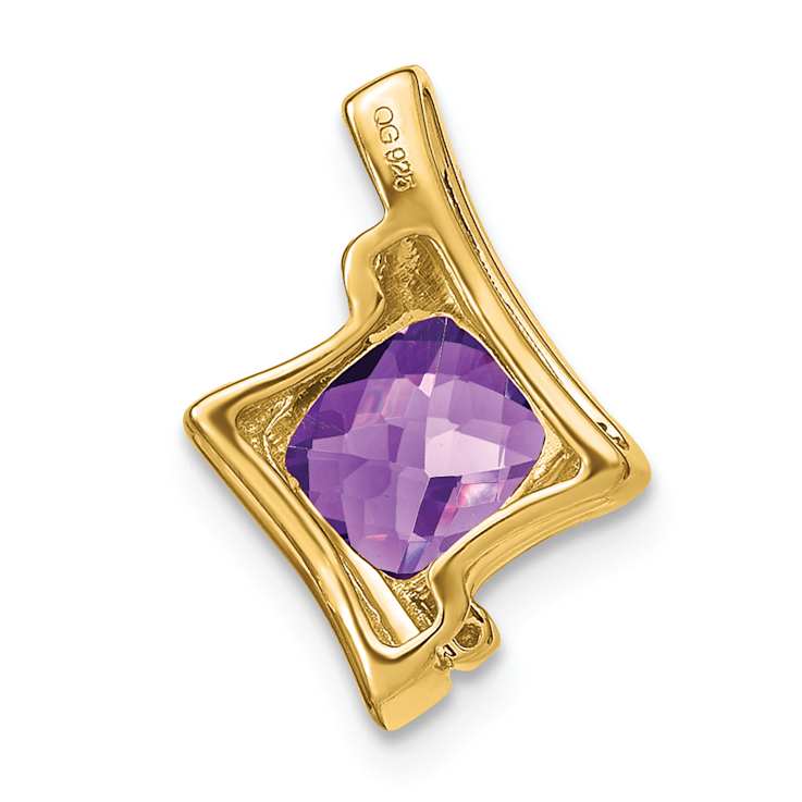 10k Yellow Gold 1.25 cttw Amethyst and Accent Diamond Pendant