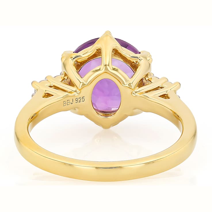 Amethyst And Lab-Grown Diamond Ring In 18K Gold Over Sterling Silver 3.05ctw
