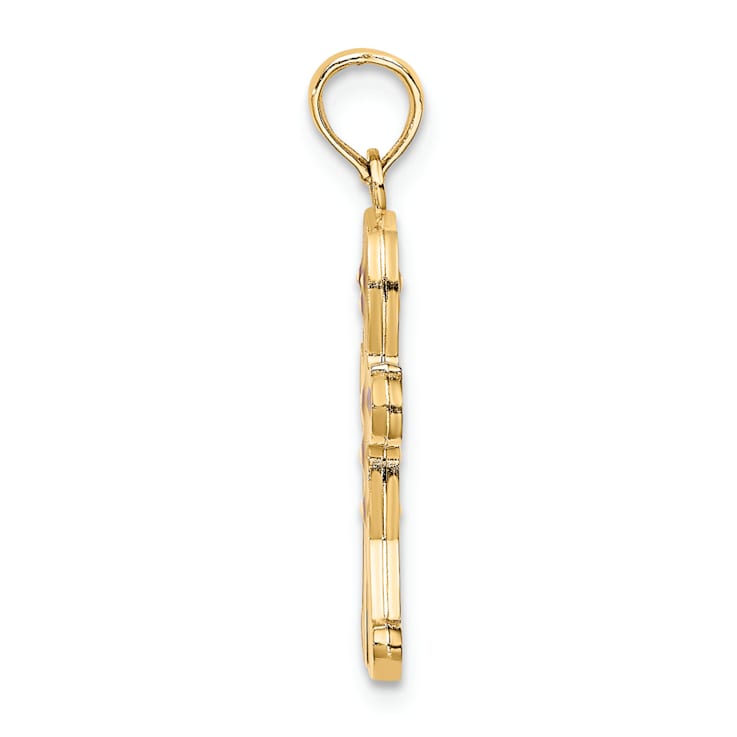 14K Yellow Gold Enameled Gingerbread Man Charm Pendant