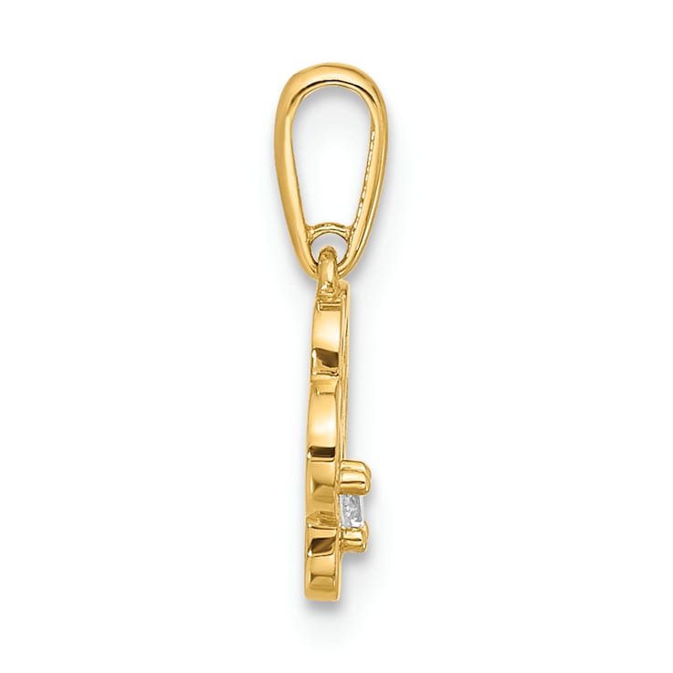 14K Yellow Gold Polished Cubic Zirconia Paw Print Pendant