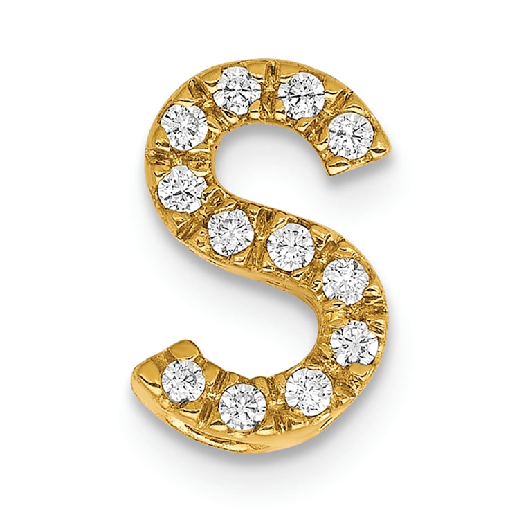 14K Yellow Gold Diamond Letter S Initial Charm
