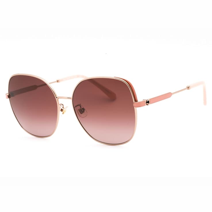 Kate Spade Yara Red Gold Square Frame / Pink Lenses Sunglasses