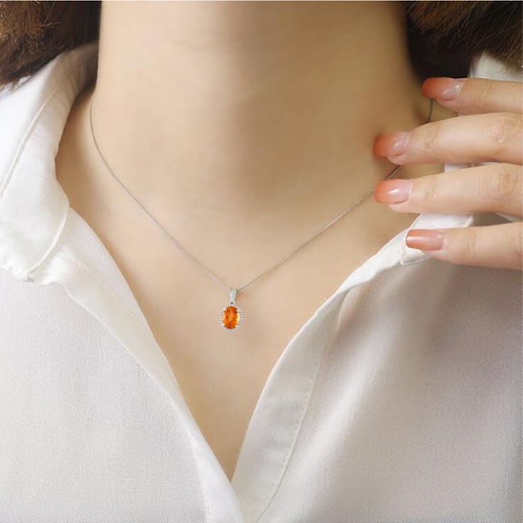 Oval 2.5ct Citrine with Round Moissanite Accents Pendant Style Necklace