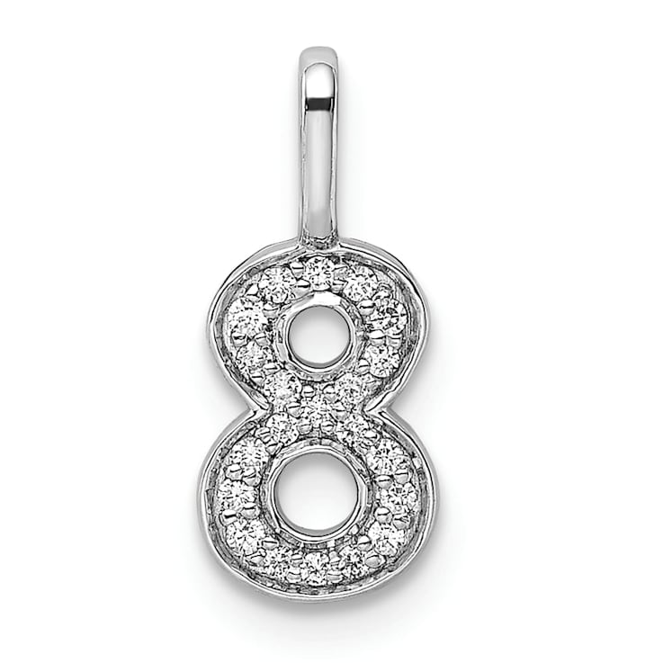 Rhodium Over 14k White Gold Diamond Number 8 Pendant