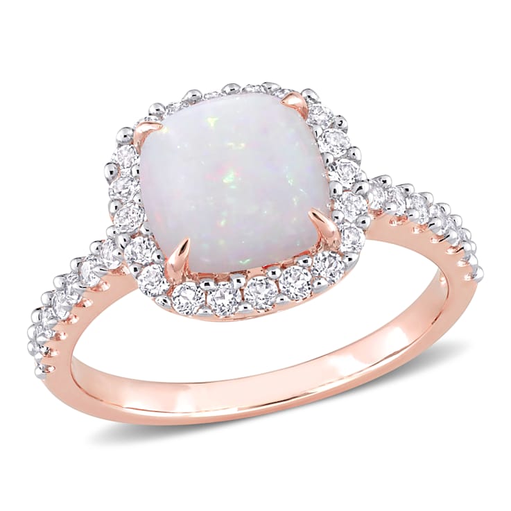 Oval and White Topaz 10K Rose Gold Ring 2.37ctw