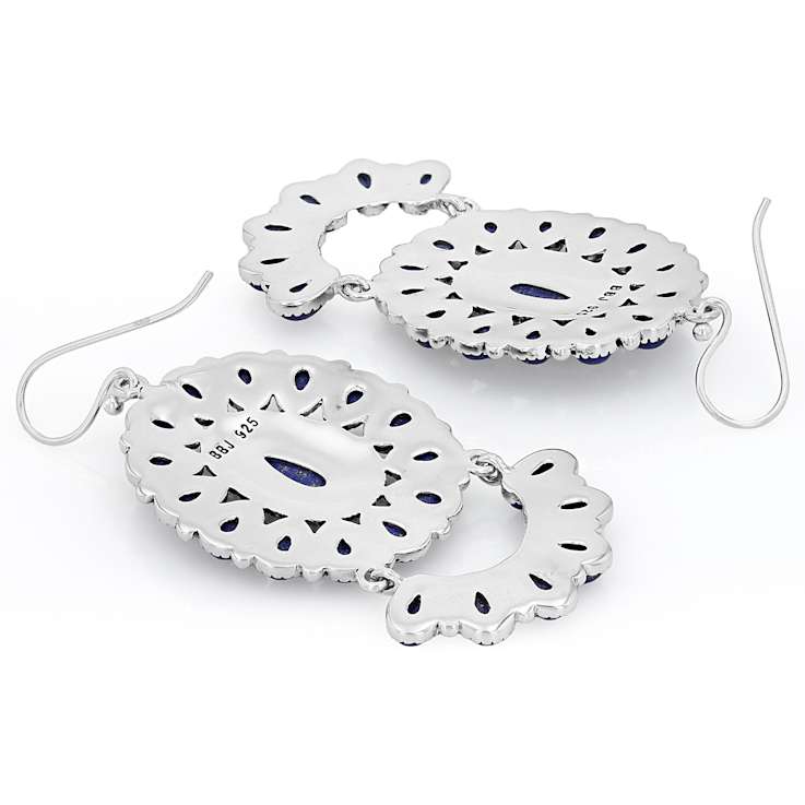 Lapis Lazuli Sterling Silver Statement Dangle Earrings 9x4mm 6x3mm 5x3mm