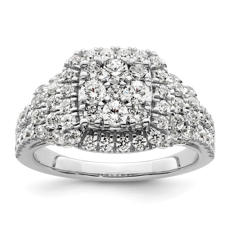 Rhodium Over 14K White Gold Lab Grown Diamond VS/SI GH, Cluster Ring 1.509ctw