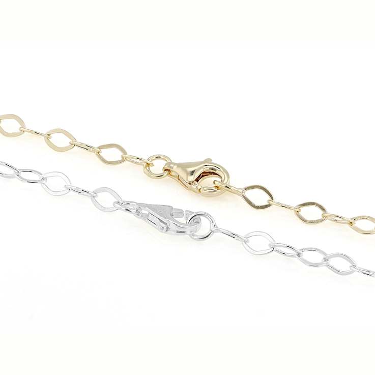 Set Of Two Marquise Link Chain Necklaces In 18K Gold Over Sterling Silver