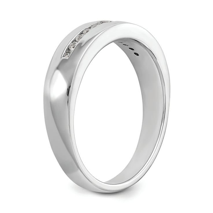 Rhodium Over 14K White Gold Lab Grown Diamond SI1/SI2, G H I, Men's Band