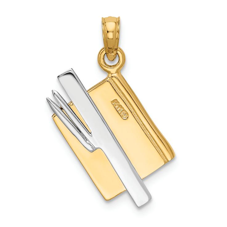 14K Two-tone Gold  3D Enameled ABC School Book Pendant