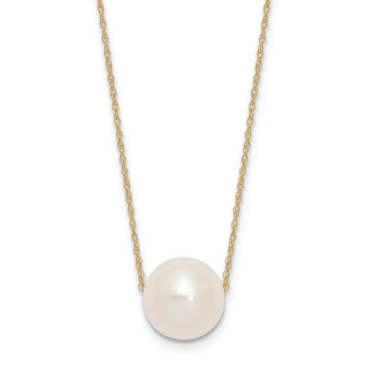 Freshwater Cultured Pearl Station Necklace In 10K Gold 17 Inch