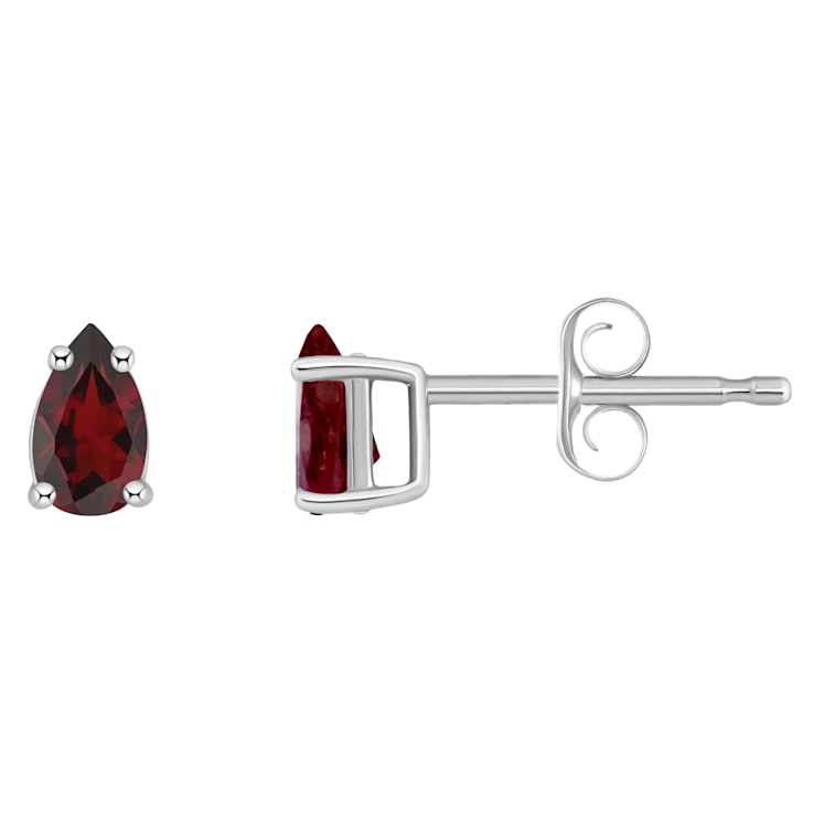 5x3mm Pear Shape Garnet 14k White Gold Stud Earrings