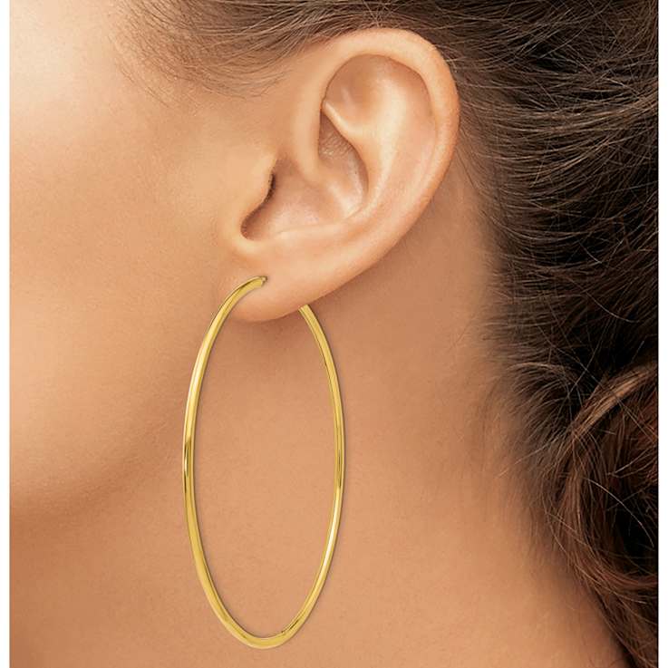 14k Yellow Gold 2 3/4" Endless Hoop Earrings